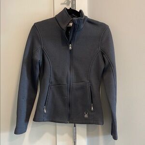 Spyder Women's Dark Gray Ribbed Full-Zip Utility Jacket